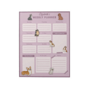 Dog Weekly Planner Sheet Notepad