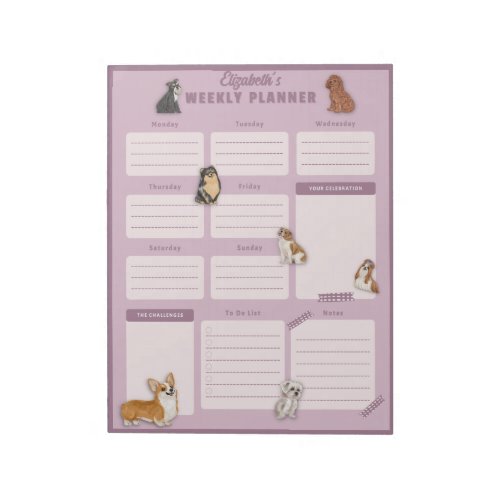Dog Weekly Planner Sheet Notepad