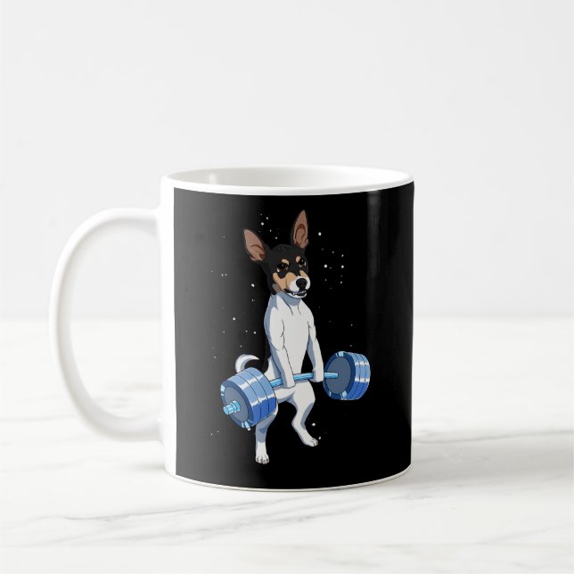 Dog Weightlifting Rat Terrier Coffee Mug (Left)