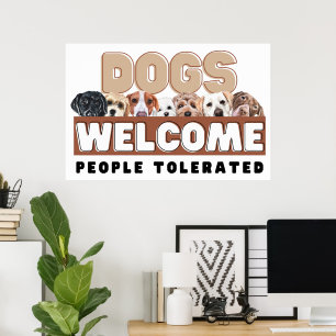 Dog Welcome Sign with Friendly Canine Faces