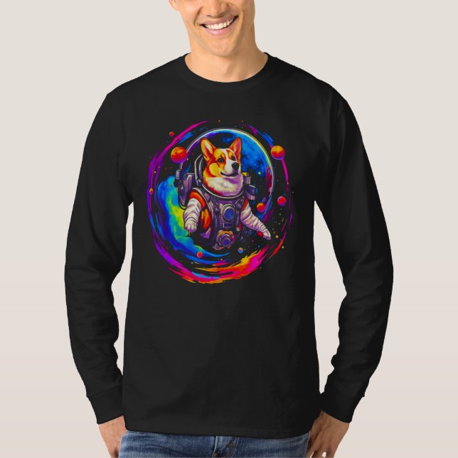 Dog Welsh Corgi Astronaut Space T-Shirt (Front)