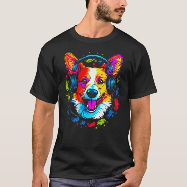 Dog Welsh Corgi DJ T-Shirt (Front)