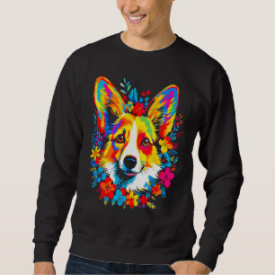 Dog Welsh Corgi Flowers Peace Sweatshirt