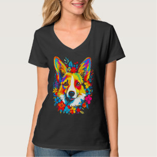 Dog Welsh Corgi Flowers Peace T-Shirt