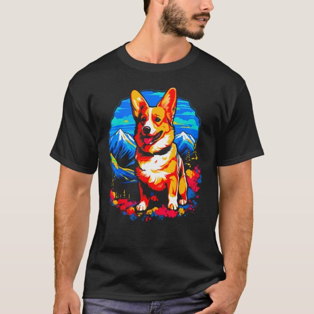 Dog Welsh Corgi Hiking T-Shirt (Front)
