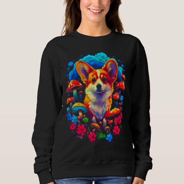 Dog Welsh Corgi Mushroom Sweatshirt (Front)