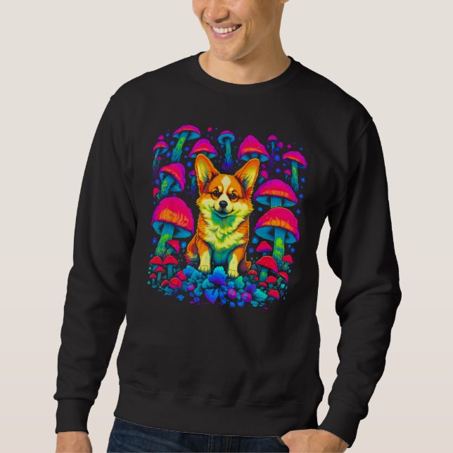 Dog Welsh Corgi Psychedelic Mushroom Sweatshirt (Front)