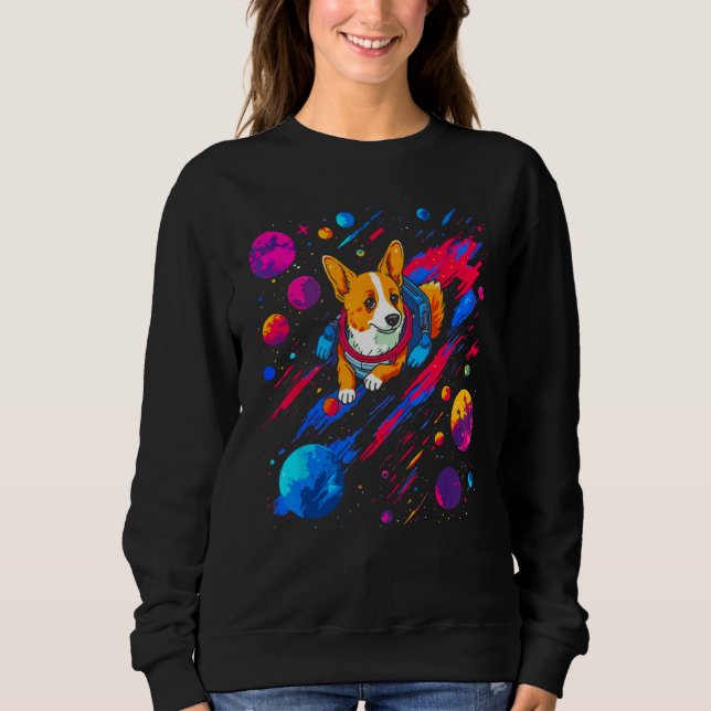 Dog Welsh Corgi Space Planet Universe Sweatshirt (Front)