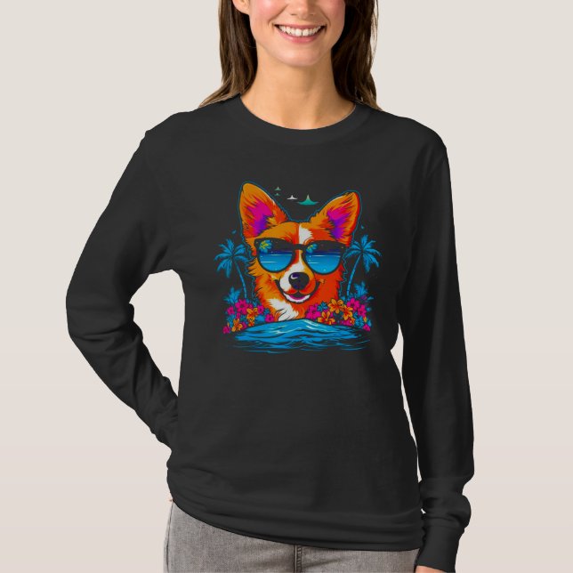 Dog Welsh Corgi Summer Vibe T-Shirt (Front)