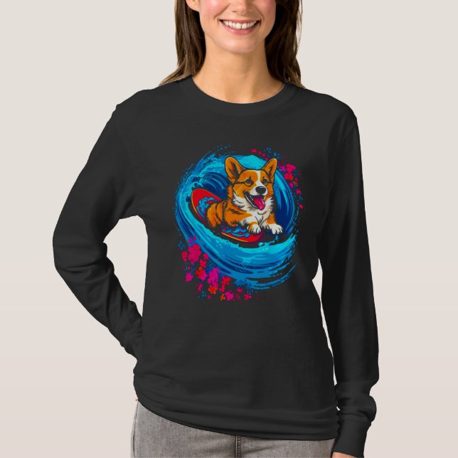 Dog Welsh Corgi Surfer T-Shirt (Front)