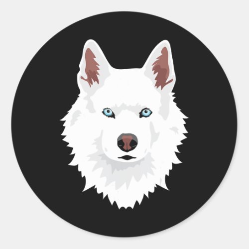 Dog  White Siberian Husky Canine White Snow Dog Classic Round Sticker