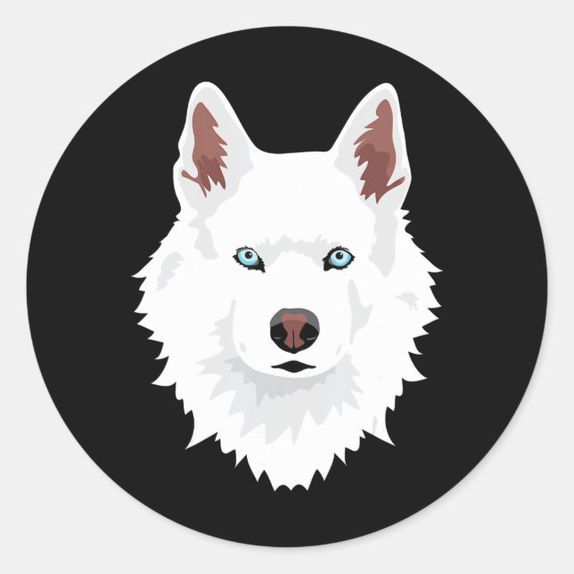 Dog | White Siberian Husky Canine White Snow Dog Classic Round Sticker (Front)