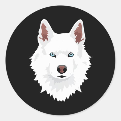 Dog  White Siberian Husky Canine White Snow Dog Classic Round Sticker