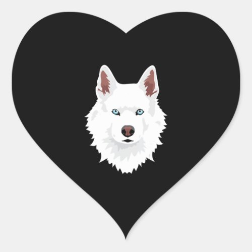 Dog  White Siberian Husky Canine White Snow Dog Heart Sticker