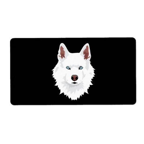 Dog  White Siberian Husky Canine White Snow Dog Label