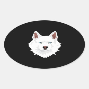 Dog White Siberian Husky Canine White Snow Dog Oval Sticker