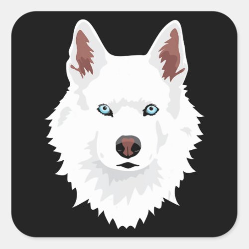 Dog  White Siberian Husky Canine White Snow Dog Square Sticker