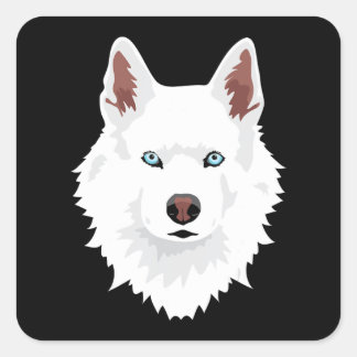 Dog | White Siberian Husky Canine White Snow Dog Square Sticker