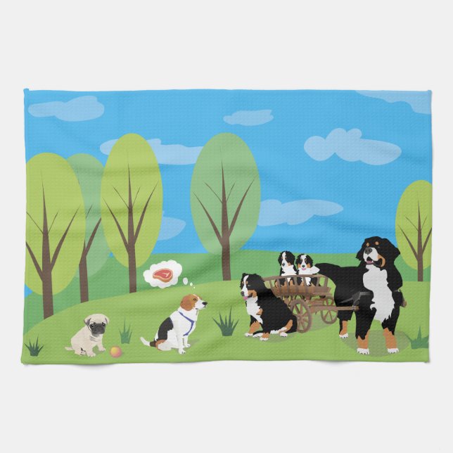 Dog Wild Party in the Nature Kitchen Towel (Horizontal)