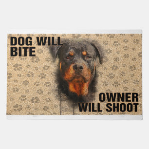 Dog Will Bite Owner Will Shoot Doormat