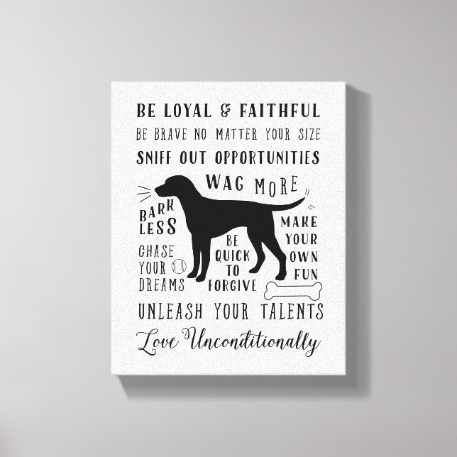 Dog Wisdom Inspirational Pet House Rules Canvas Print (Front)