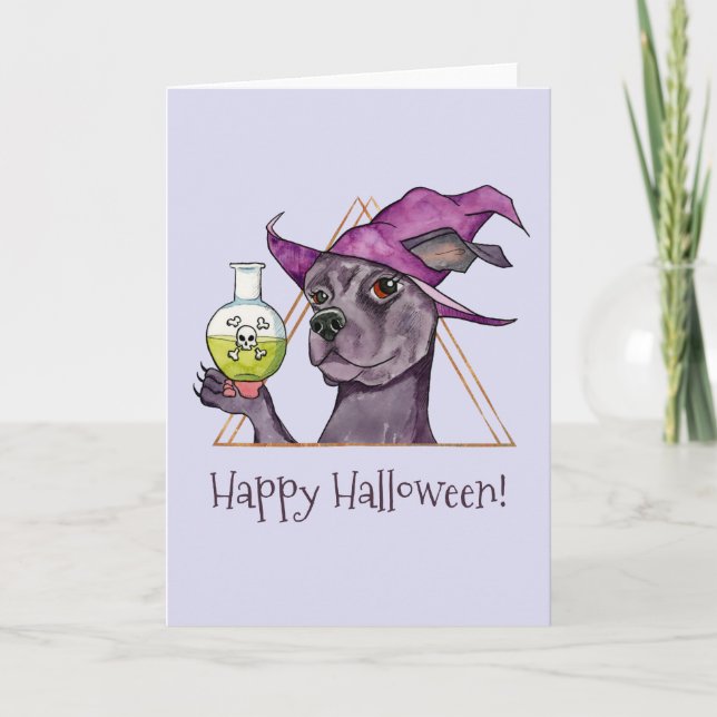 Dog Witch, Happy Halloween Holiday Card (Front)