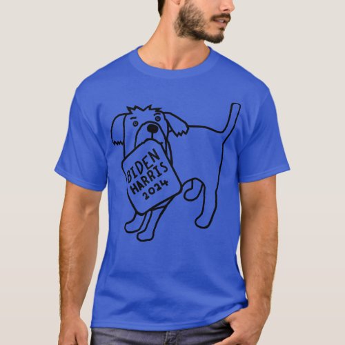 Dog with  2024 Sign Line Drawing T_Shirt