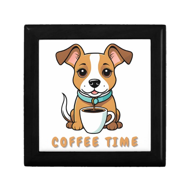 dog with a cup coffee gift box (Front)