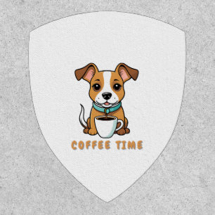 dog with a cup coffee patch