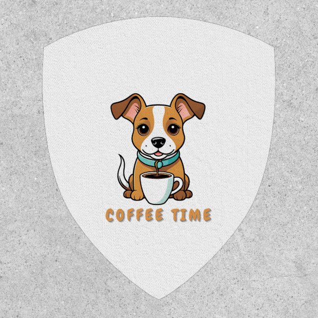 dog with a cup coffee patch (Front)