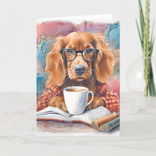 Dog With a Cup of Hot Chocolate Thank You Card