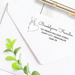 Dog with a Heart French Bulldog Return Address Self-inking Stamp