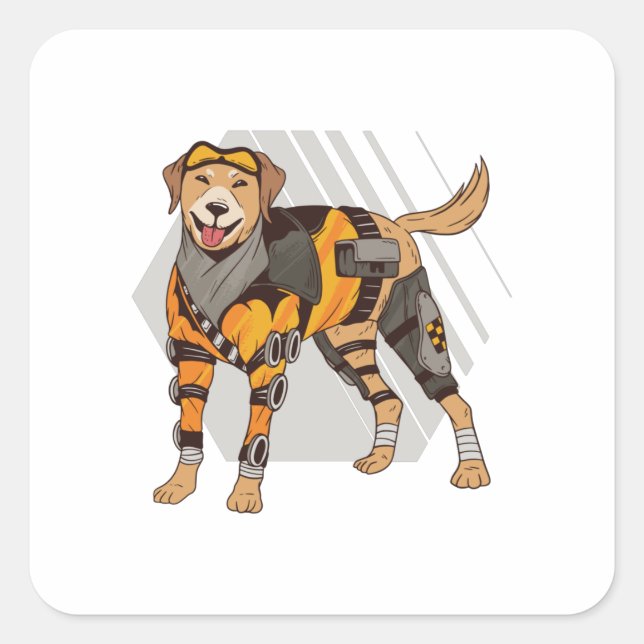 Dog with armor, Robot Dog, Cyborg Dog Square Sticker (Front)