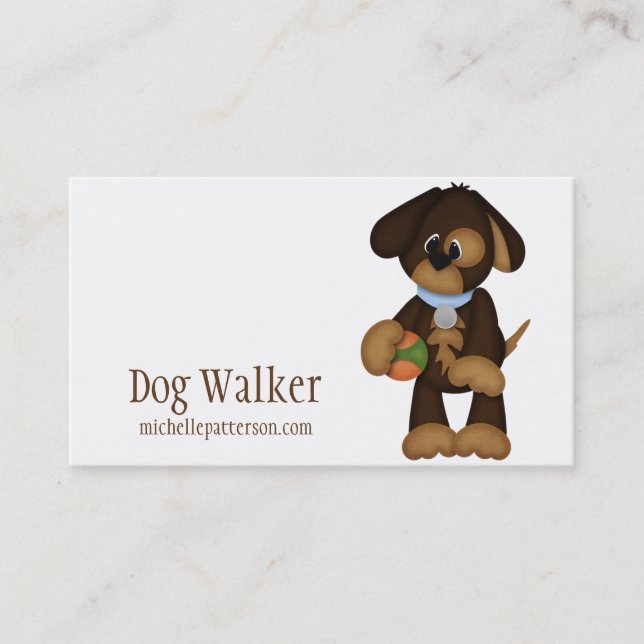 Dog with Ball Dog Walker Pet Sitter Business Cards (Front)