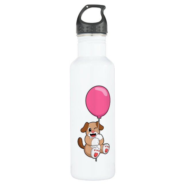 Dog with Balloon Stainless Steel Water Bottle (Front)
