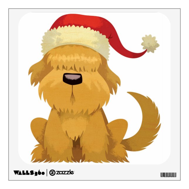 Dog with Bangs and Christmas Hat Wall Sticker (Front)
