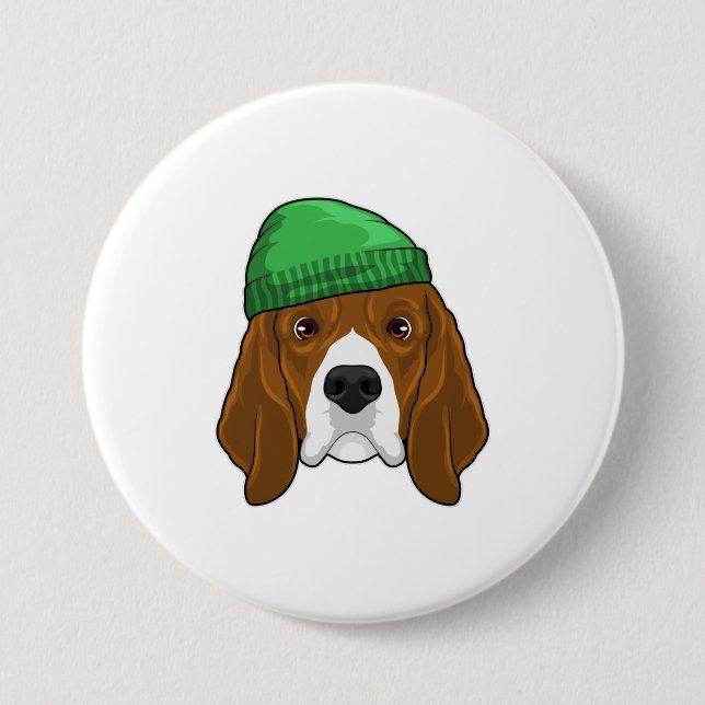 Dog with Beanie Button (Front)