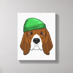 Dog with Beanie Canvas Print