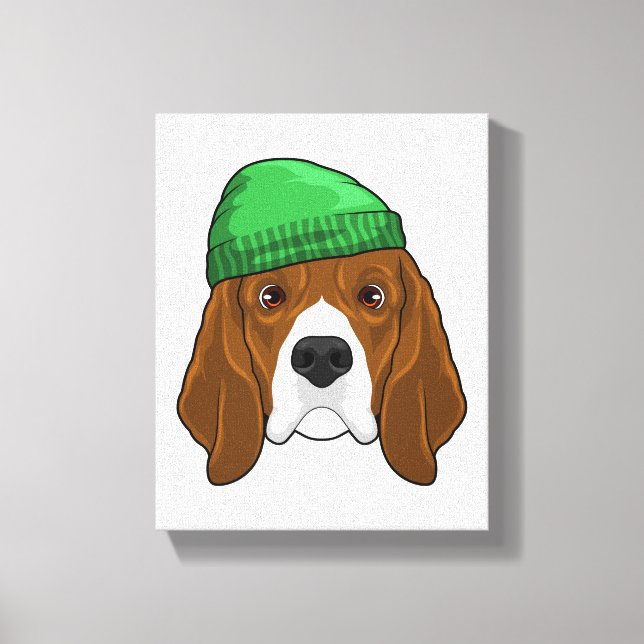 Dog with Beanie Canvas Print (Front)