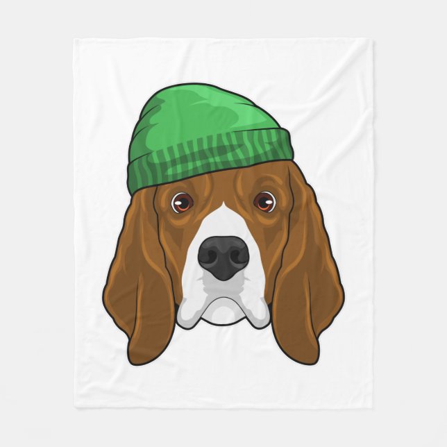 Dog with Beanie Fleece Blanket (Front)