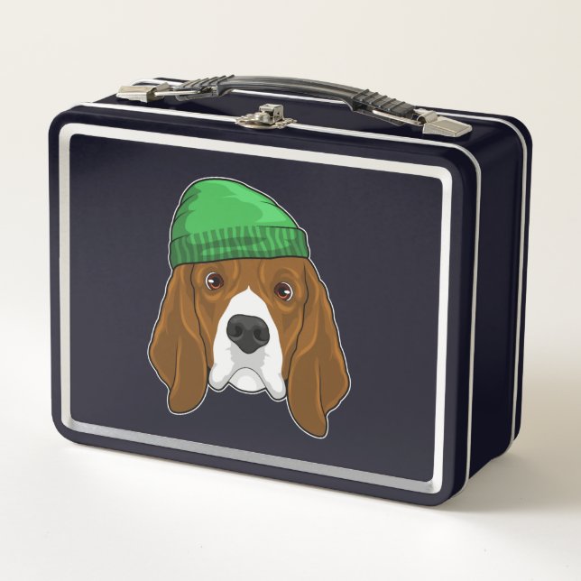 Dog with Beanie Metal Lunch Box (Front)