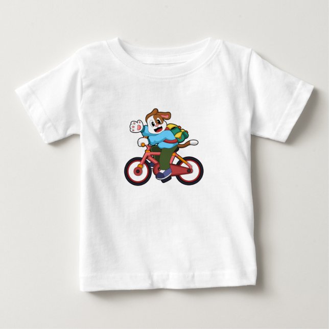 Dog with Bicycle Baby T-Shirt (Front)