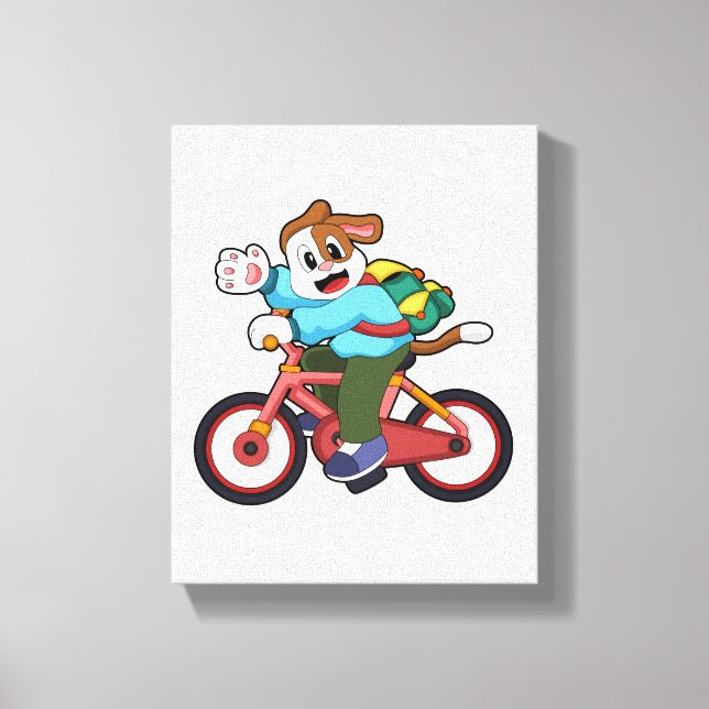 Dog with Bicycle Canvas Print (Front)