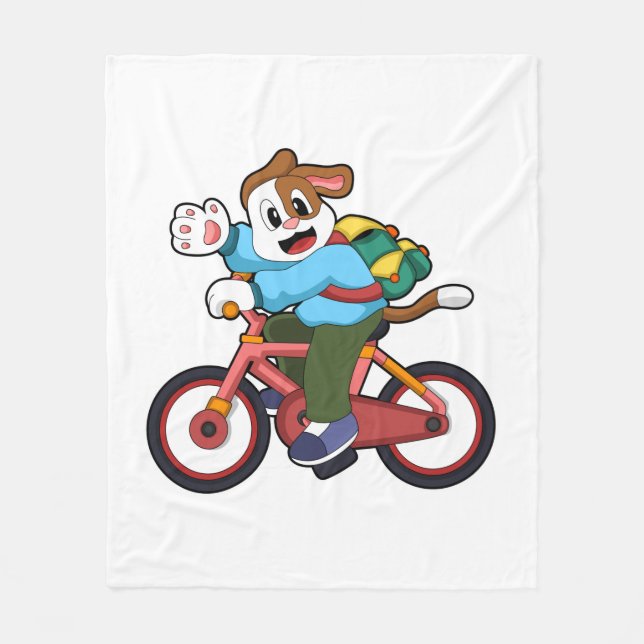 Dog with Bicycle Fleece Blanket (Front)