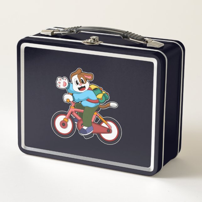 Dog with Bicycle Metal Lunch Box (Front)