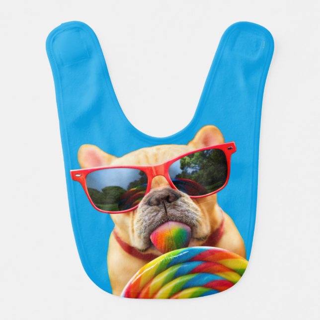 Dog With Big Lollipop Baby Bib (Front)