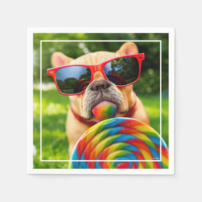 Dog With Big Lollipop Napkins (Front)