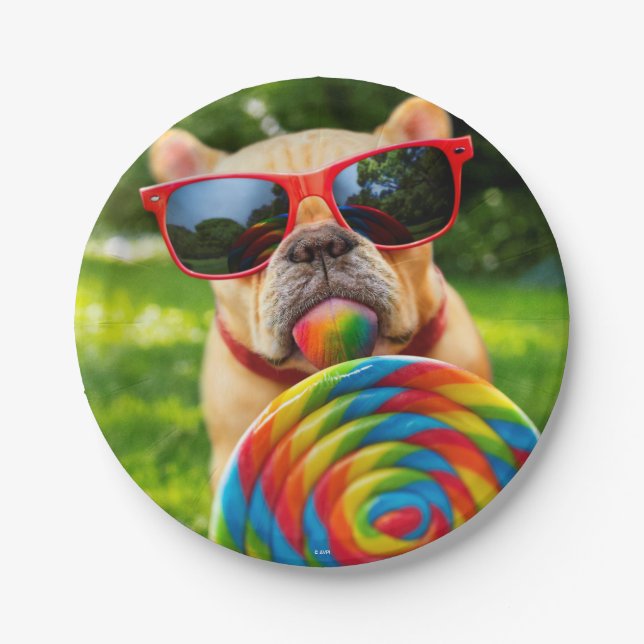 Dog With Big Lollipop Paper Plates (Front)