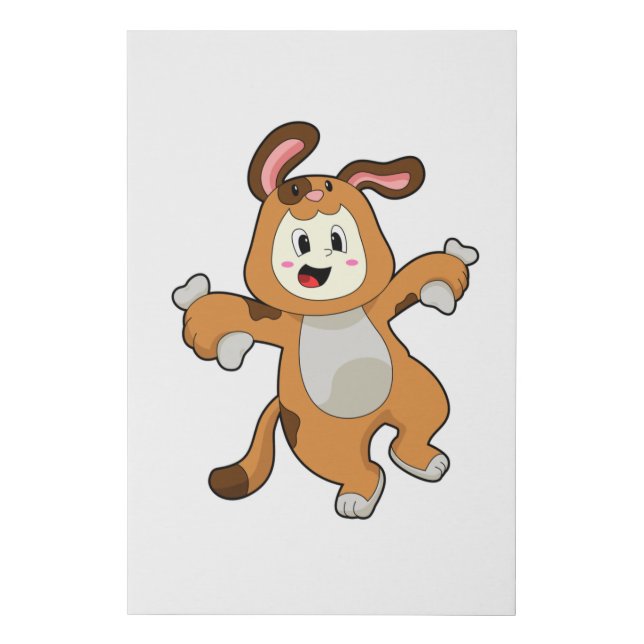 Dog with Bone as Rabbit Faux Canvas Print (Front)