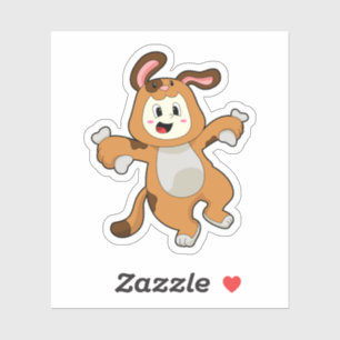 Dog with Bone as Rabbit Sticker